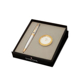 Sheaffer Gift Set 300 Ballpoint Pen with Table Clock Bright Chrome with Gold Trims